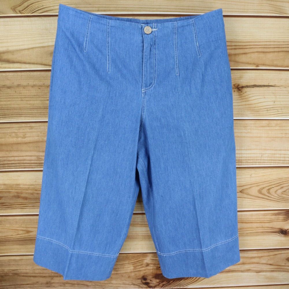 Ophelia Roe Casual Capri Pants‎ High Rise Womens 16 Light Blue Faux Back Pockets